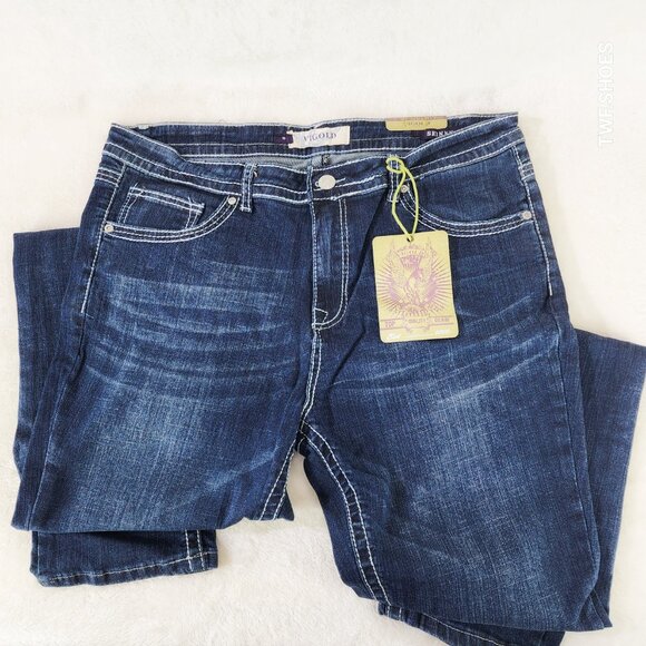 Size 19 x 37" Inseam Vigold Stretch Boot Jeans Tall Girls Dark Denim Vintage New - Picture 11 of 12